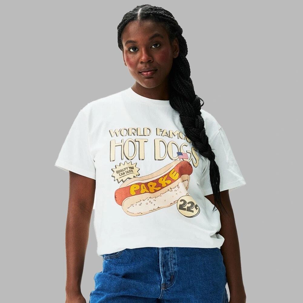 Preppy PARKE Limited Edition Hot Dog Edit Graphic T-Shirt 100% Cotton SU2026